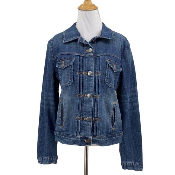 J. Crew Jackets & Blazers - J. Crew Jacket Women M Medium Denim Trucker Long Sleeve Flap Pockets Jean